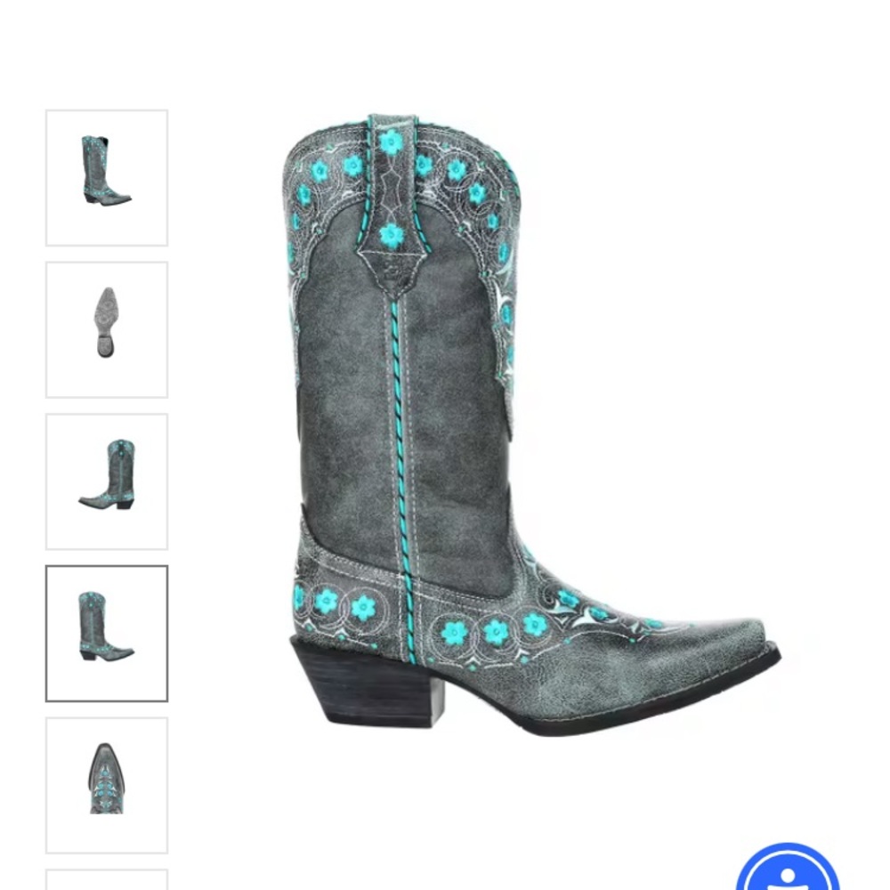 NEW!!! Durango Gray and Blue Western Boots, Size 8 - Picture 3 of 11